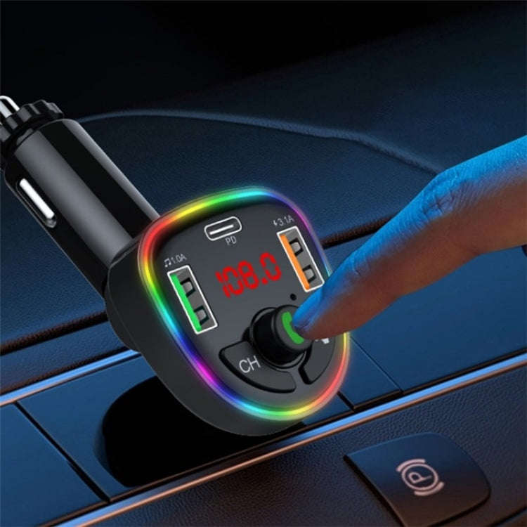 P24 1 Type-C + 2 USB Car Charger Car Bluetooth Music Player Voltage Detection