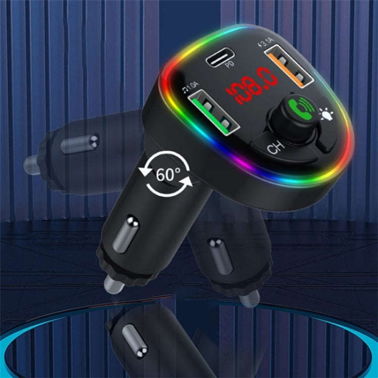 P24 1 Type-C + 2 USB Car Charger Car Bluetooth Music Player Voltage Detection