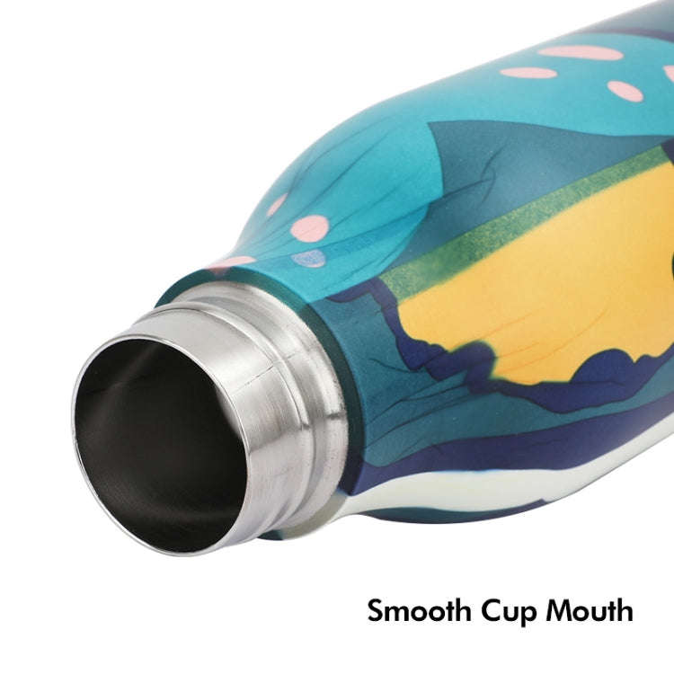 JUNSUNMAY Geometric Patterns Coating 304 Stainless Steel  550ml Water Vacuum Bottle(Blue)