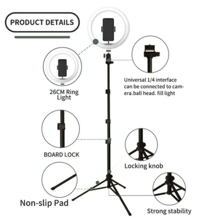 JMARY FM-536A 10 inch Ring Live Fill Light Streaming Stand Beauty Light Set