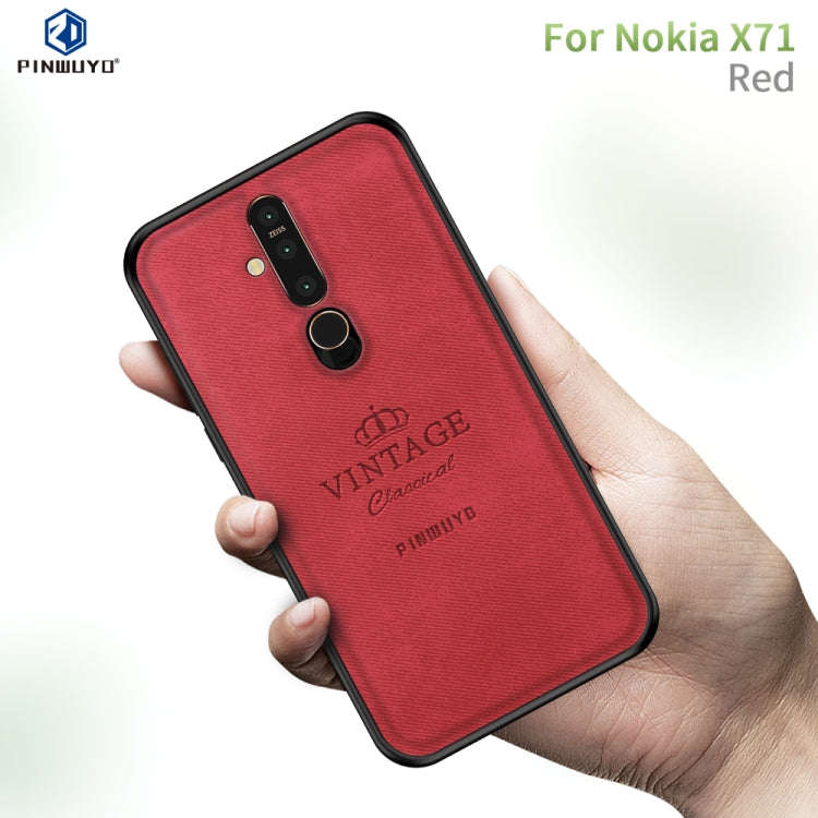 PINWUYO Shockproof Waterproof Full Coverage PC + TPU + Skin Protective Case for Nokia X71(Red)