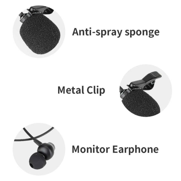 JMARY MC-R6 Lavalier Type-C Port Wired Microphone With In-ear Earphone, Length: 3m