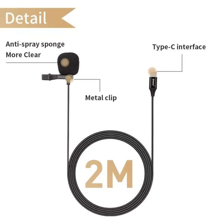 JMARY MC-R2 Interview Video Recording Mic Lavalier Type-C Port Wired Microphone, Length: 2m