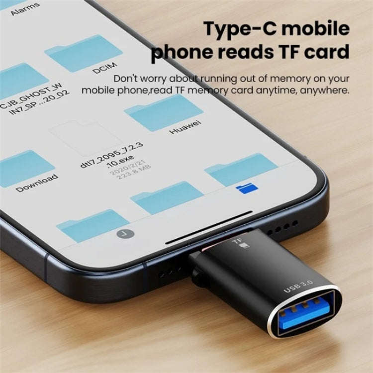 JS-72 USB Drive 2 in 1 Card Reader High-Speed USB 3.0 Converter USB-C/Type-C OTG Adapter(Silver)