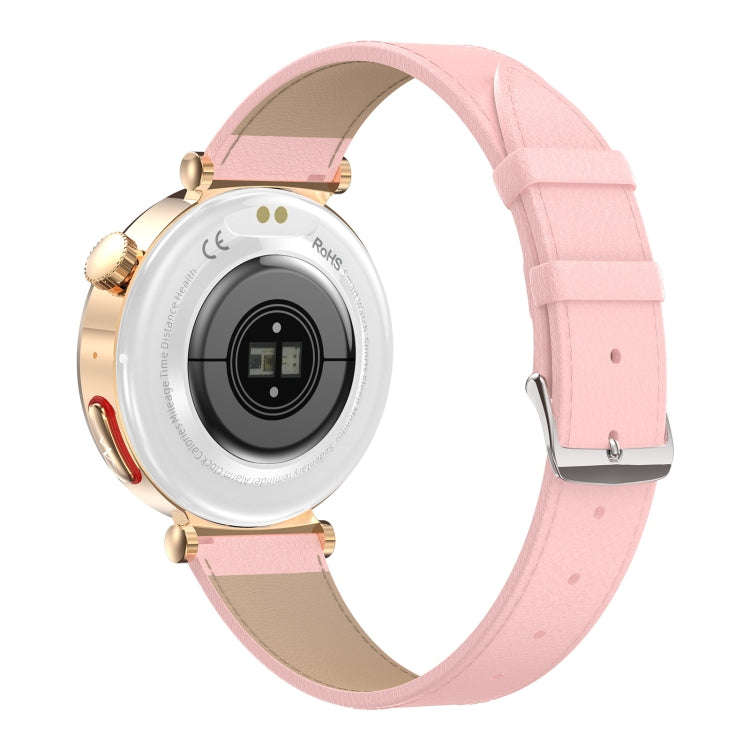 ET490 1.27 inch Color Screen Smart Watch Leather Strap, Support Bluetooth Call / ECG(Pink)