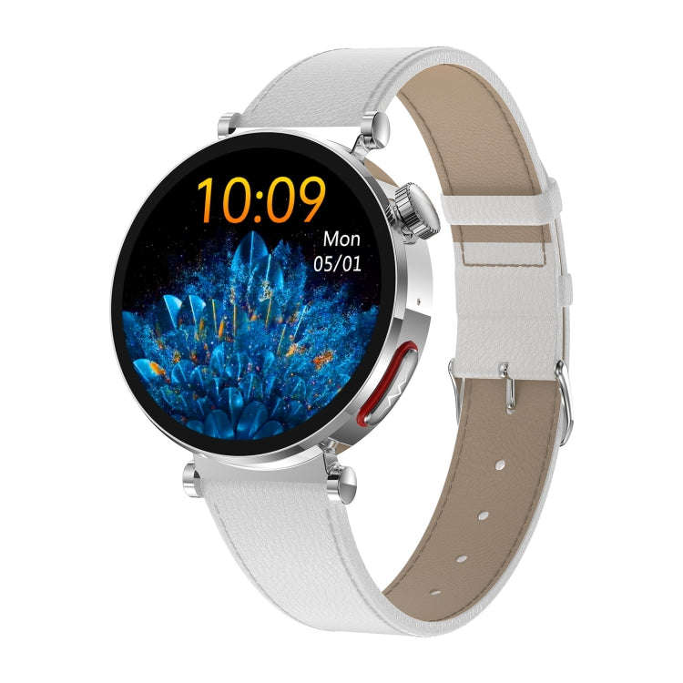 ET490 1.27 inch Color Screen Smart Watch Leather Strap, Support Bluetooth Call / ECG(White)