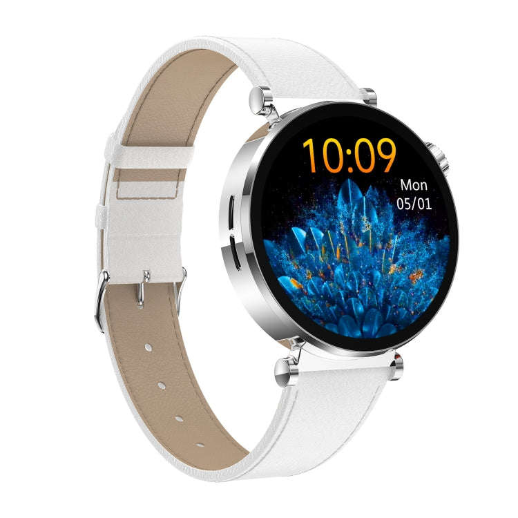 ET490 1.27 inch Color Screen Smart Watch Leather Strap, Support Bluetooth Call / ECG(White)
