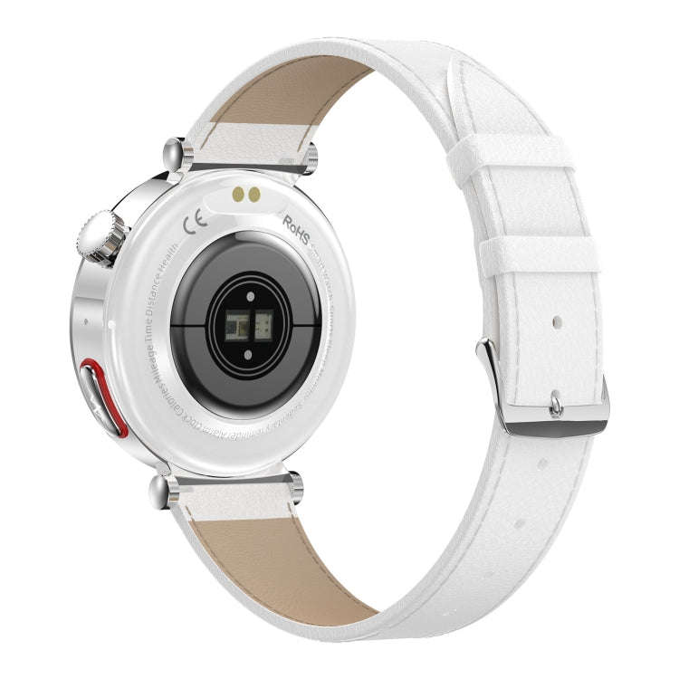 ET490 1.27 inch Color Screen Smart Watch Leather Strap, Support Bluetooth Call / ECG(White)