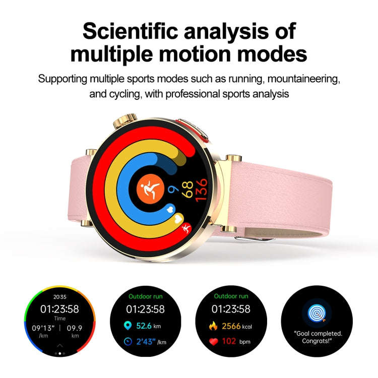 ET490 1.27 inch Color Screen Smart Watch Leather Strap, Support Bluetooth Call / ECG(Pink)