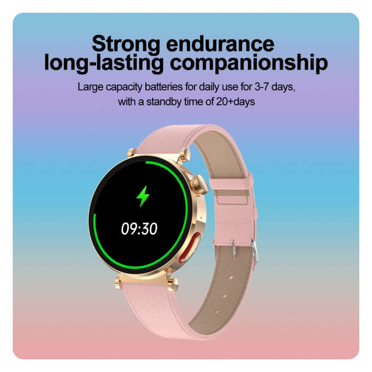 ET490 1.27 inch Color Screen Smart Watch Leather Strap, Support Bluetooth Call / ECG(Pink)