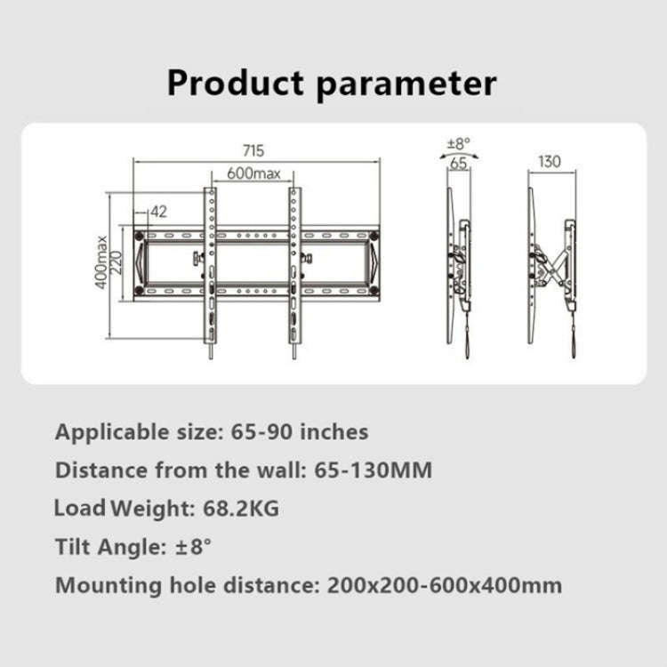 NB DF80-T Angle Adjustable Television Holder Universal 65-90 inch TV Wall Mount Bracket