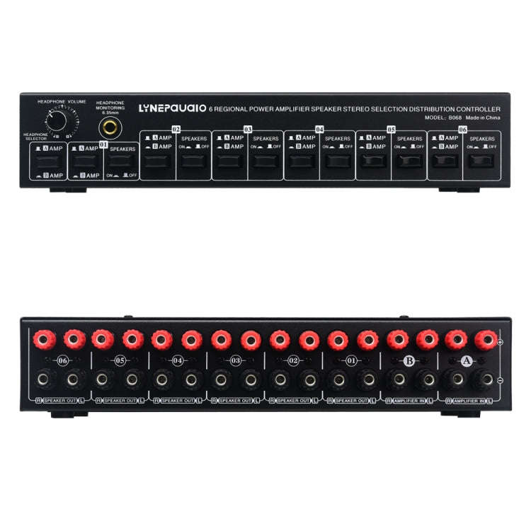 B06 82 In 6 Out Power Amplifier Speaker Selector 6 Region Stereo Speaker Switcher