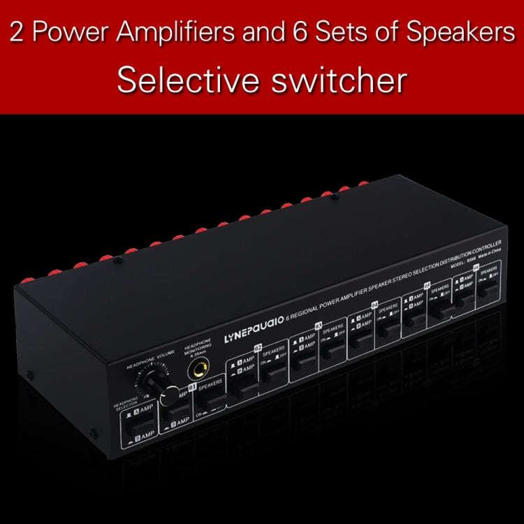 B06 82 In 6 Out Power Amplifier Speaker Selector 6 Region Stereo Speaker Switcher