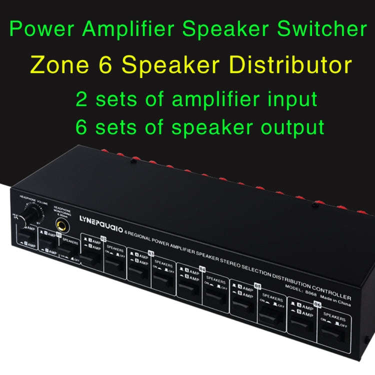 B06 82 In 6 Out Power Amplifier Speaker Selector 6 Region Stereo Speaker Switcher
