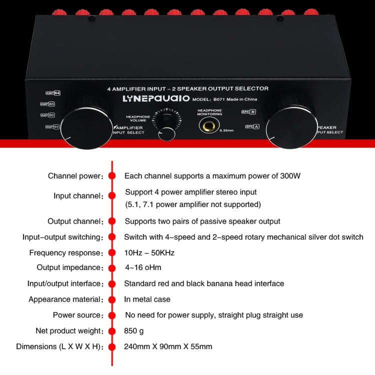 B071 4 Input 2 Output or 2 In 4 Out Power Amplifier Speaker Selector Switcher