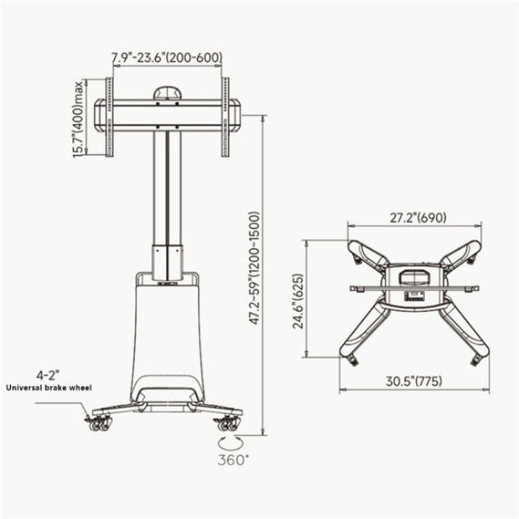 NB G85 55-85 inch TV Electric Remote Control Mobile Cart TV Floor Stand For Samsung / Hisense(UK ...
