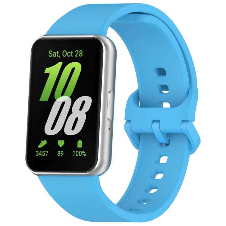 For Samsung Galaxy Fit 3 Solid Color Colorful Buckle Silicone Watch Band(Sky blue)