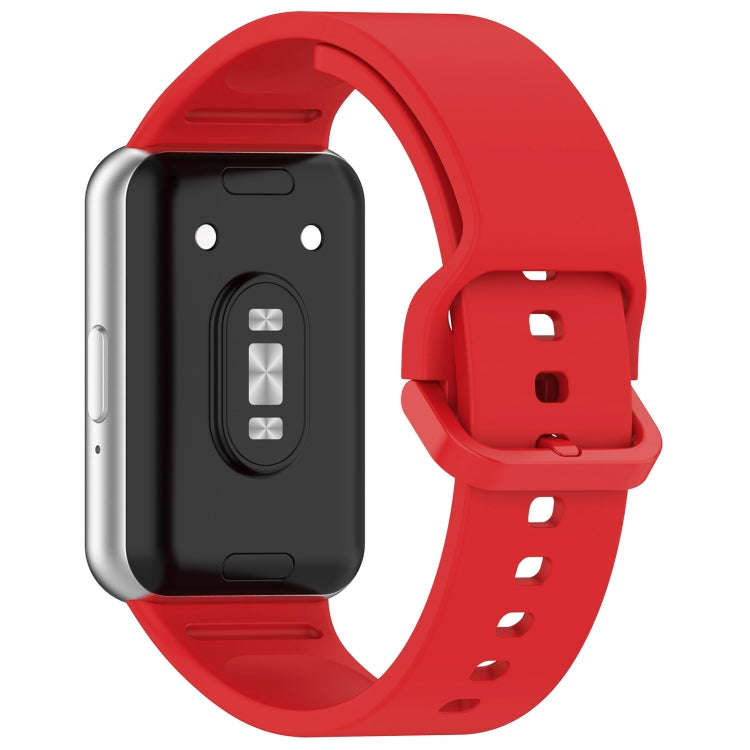 For Samsung Galaxy Fit 3 Solid Color Colorful Buckle Silicone Watch Band(Red)