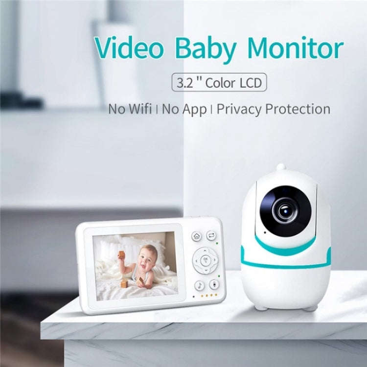 D031 2 Way Voice Built-in Lullabies Home Baby Security Camera 3.2-inch LCD Baby Monitor(EU Plug)