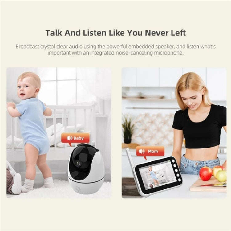 ABM200 Support Two-Way Voice Temperature Display 4.5-inch Video Baby Monitor Music Player(EU Plug)