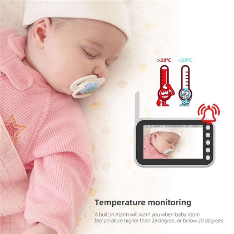ABM200 Support Two-Way Voice Temperature Display 4.5-inch Video Baby Monitor Music Player(UK Plug)