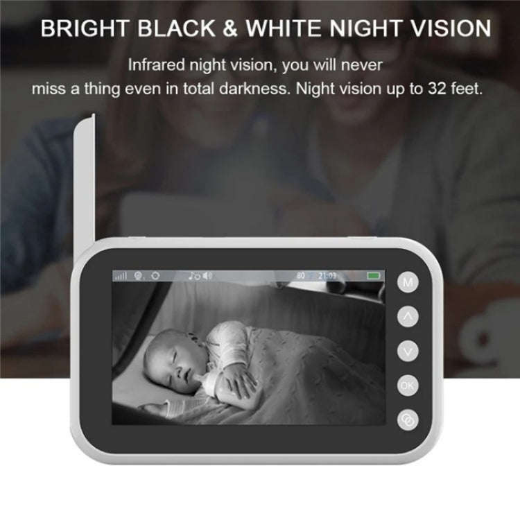 ABM200 Support Two-Way Voice Temperature Display 4.5-inch Video Baby Monitor Music Player(AU Plug)