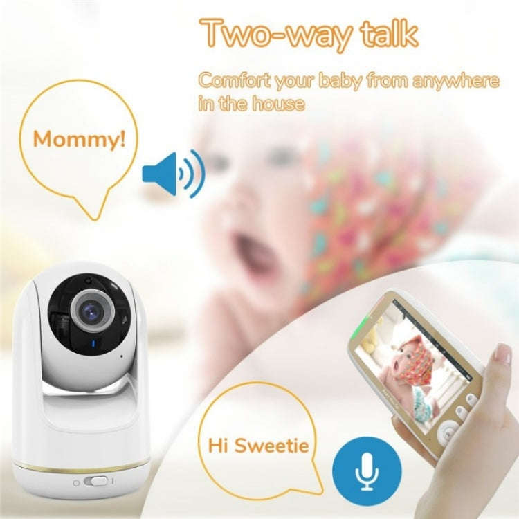 VB803 Built-in Lullabies PTZ Rotation HD Baby Security Camera 5-inch Baby Monitor(EU Plug)