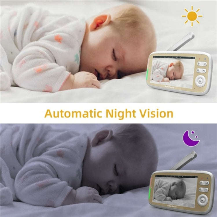VB803 Built-in Lullabies PTZ Rotation HD Baby Security Camera 5-inch Baby Monitor(EU Plug)