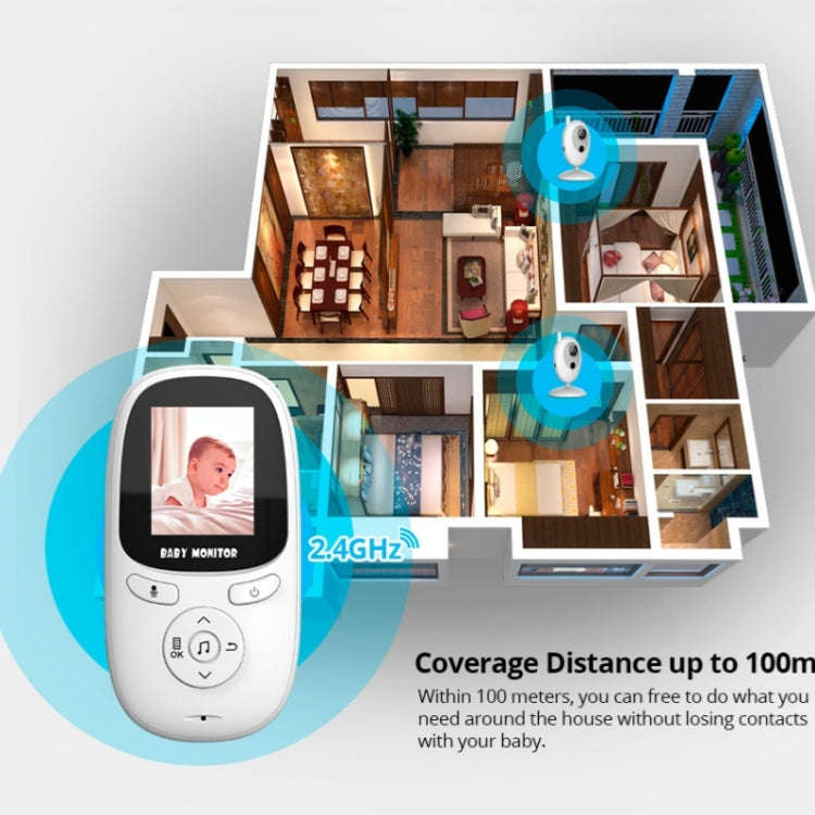 R306 Room Temperature Monitor Intercom Camera 2.0-inch Night Vision Wireless Baby Monitor(EU Plug)