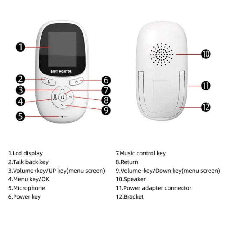 R306 Room Temperature Monitor Intercom Camera 2.0-inch Night Vision Wireless Baby Monitor(AU Plug)