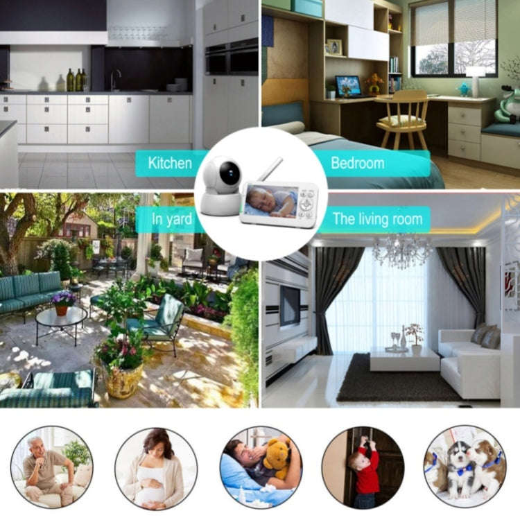 Infrared Night Vision Two-way Intercom Baby Monitor 5-inch Wireless Digital Monitor(EU Plug)