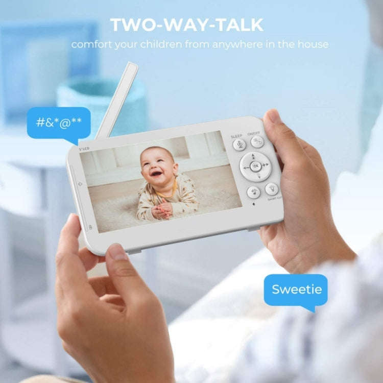 Infrared Night Vision Two-way Intercom Baby Monitor 5-inch Wireless Digital Monitor(UK Plug)