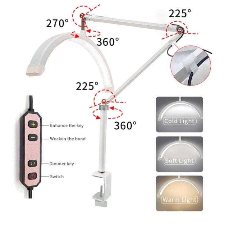 HD-M3X For Eyelash Extensions / Tattoo / Nail Art Lighting Lamp 16 inch Clip-on Half Moon Desk La...