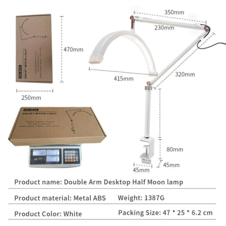 HD-M3X For Eyelash Extensions / Tattoo / Nail Art Lighting Lamp 16 inch Clip-on Half Moon Desk La...