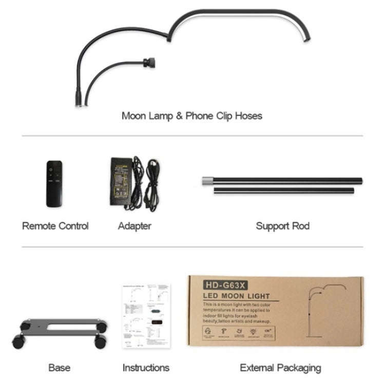 HD-G63X Floor Standing Remote Dimming LED Moon Lamp Manicure Eyelash Beauty Lamp(AU Plug)