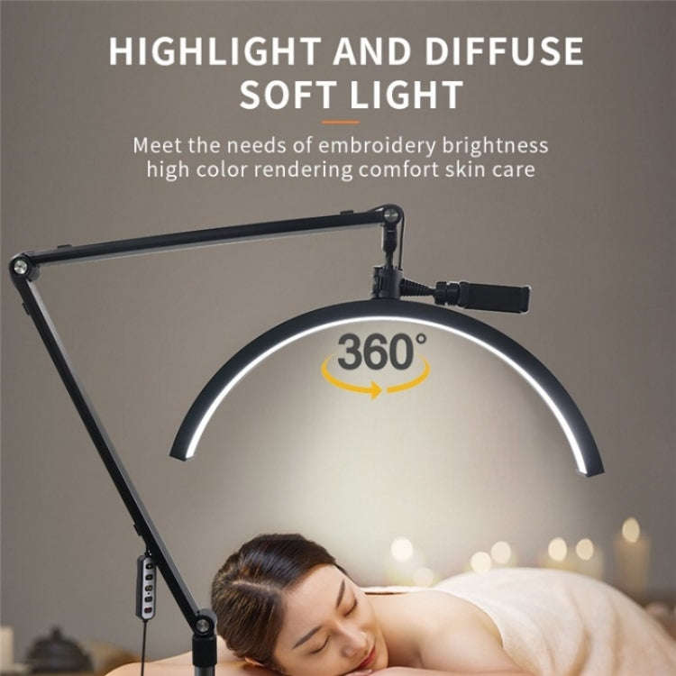 M50X For Lash Artists 20 inch LED Half Moon Light with Pulley Bracket Nail Skin Beauty Lamp(US Plug)