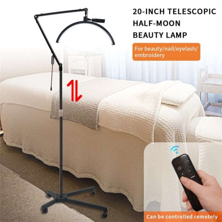 M50X For Lash Artists 20 inch LED Half Moon Light with Pulley Bracket Nail Skin Beauty Lamp(UK Plug)