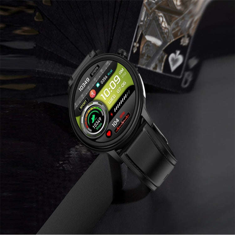 ET470 1.39 inch Color Screen Smart Watch Leather Strap, Support Bluetooth Call / ECG(Black)