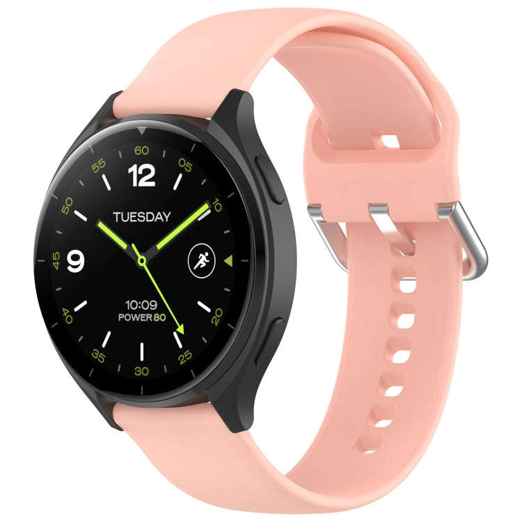 For Xiaomi Watch 2 Solid Color Metal Silver Buckle Silicone Watch Band, Size: L(Pink)