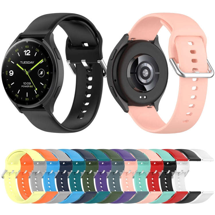 For Xiaomi Watch 2 Solid Color Metal Silver Buckle Silicone Watch Band, Size: L(Cyan)