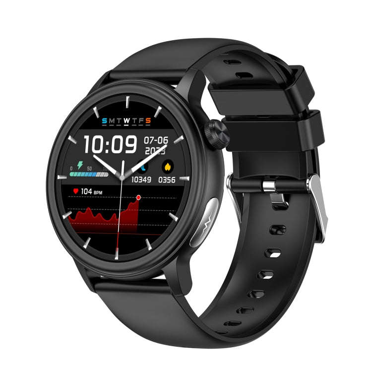 ET470 1.39 inch Color Screen Smart Watch Silicone Strap, Support Bluetooth Call / ECG(Black)