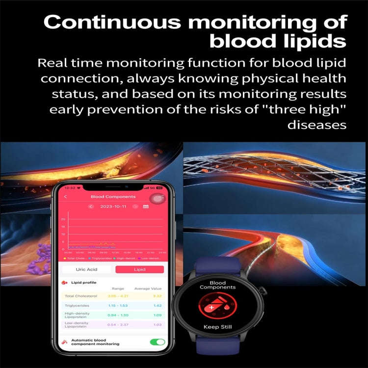 ET470 1.39 inch Color Screen Smart Watch Silicone Strap, Support Bluetooth Call / ECG(Blue)