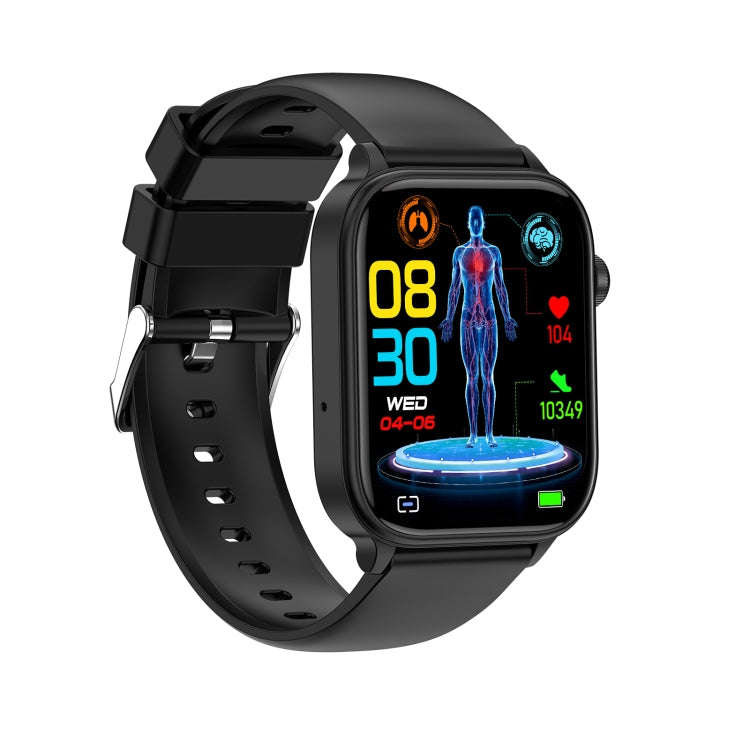 ET570 1.96 inch Color Screen Smart Watch Silicone Strap, Support Bluetooth Call / ECG(Black)