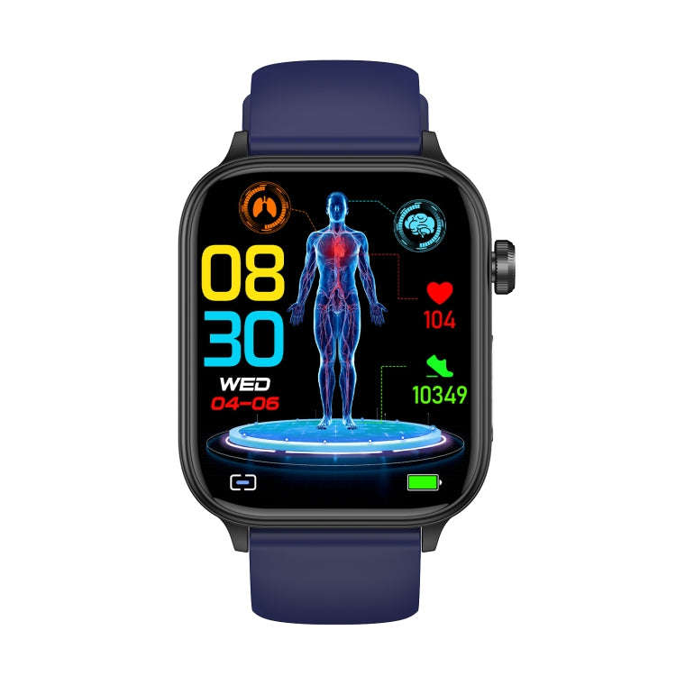 ET570 1.96 inch Color Screen Smart Watch Silicone Strap, Support Bluetooth Call / ECG(Blue)