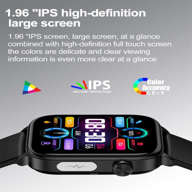 ET570 1.96 inch Color Screen Smart Watch Silicone Strap, Support Bluetooth Call / ECG(Beige)