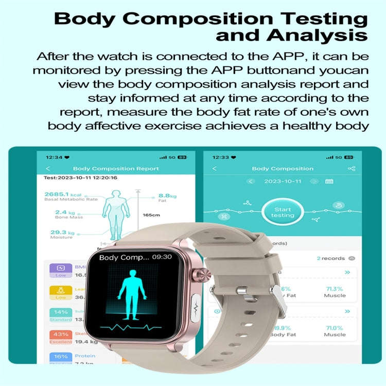 ET570 1.96 inch Color Screen Smart Watch Silicone Strap, Support Bluetooth Call / ECG(Blue)