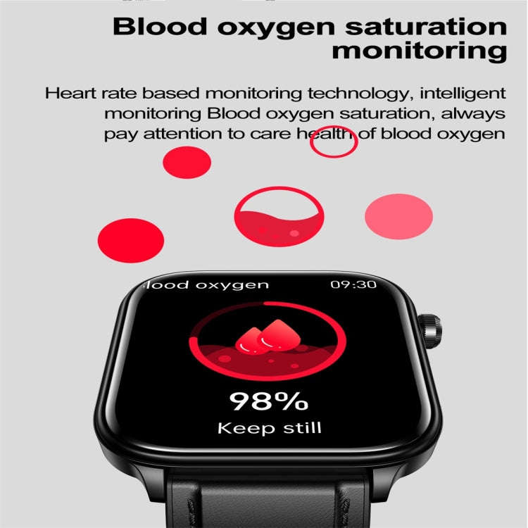 ET570 1.96 inch Color Screen Smart Watch Leather Strap, Support Bluetooth Call / ECG(Black)