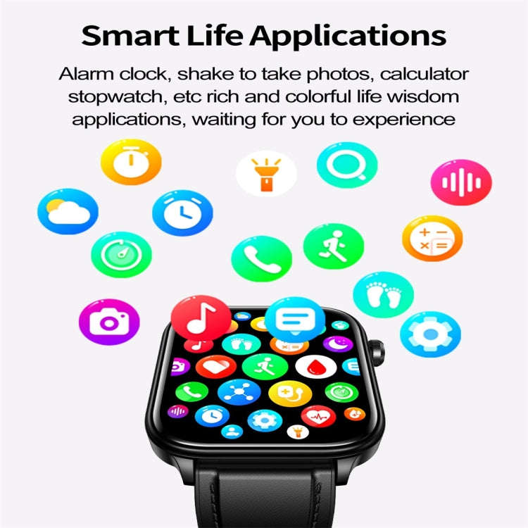 ET570 1.96 inch Color Screen Smart Watch Leather Strap, Support Bluetooth Call / ECG(Brown)