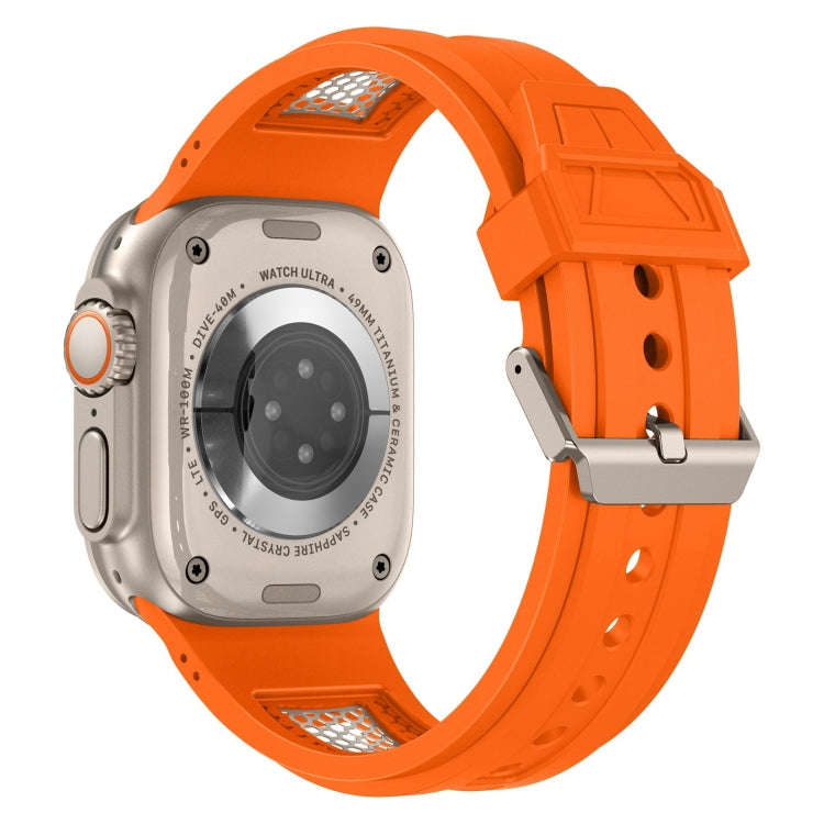 For Apple Watch Series 8 45mm Breathable Stainless Steel Mesh TPU Watch Band(Orange Titanium)