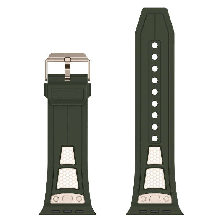 For Apple Watch Series 7 45mm Breathable Stainless Steel Mesh TPU Watch Band(Green Titanium)